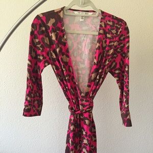 DVF wrap dress animal print